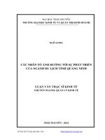 Các nhân tố ảnh hưởng tới sự phát triển của ngành du lịch tỉnh Quảng Ninh