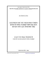 Giải pháp chủ yếu nhằm phát triển kinh tế nông nghiệp trên địa bàn huyện Yên Lập, tỉnh Phú Thọ