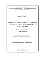 Nghiên cứu công tác quản lý hóa đơn của chi cục thuế thành phố Vĩnh Yên, tỉnh Vĩnh Phúc