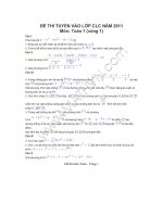 Đề môn Toán thi vào lớp chất lượng cao ĐHSP Hà Nội 2011