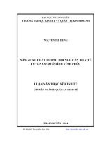 Nâng cao chất lượng đội ngũ cán bộ y tế tuyến cơ sở ở tỉnh Vĩnh Phúc