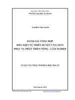 Đánh giá tổng hợp điều kiện tự nhiên huyện Văn Chấn phục vụ phát triển nông, lâm nghiệp