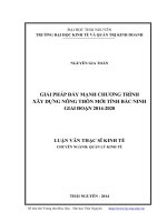 Giải pháp đẩy mạnh chương trình xây dựng nông thôn mới tỉnh Bắc Ninh giai đoạn 2014 đến 2020