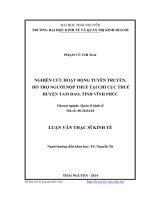 Nghiên cứu hoạt động tuyên truyền, hỗ trợ người nộp thuế tại Chi cục thuế, huyện Tam Đảo, tỉnh Vĩnh Phúc