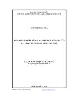Một số giải pháp nâng cao hiệu quả sử dụng vốn tại Công ty cổ phần dược Phú Thọ