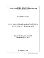 Hoàn thiện công tác quản lý ngân sách huyện Sông Lô tỉnh Vĩnh Phúc