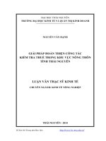 Giải pháp hoàn thiện công tác kiểm tra thuế trong khu vực nông thôn tỉnh Thái Nguyên