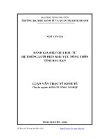 Đánh giá hiệu quả đầu tư hệ thống lưới điện khu vực nông thôn tỉnh Bắc Kạn