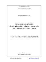 Tổng hợp, nghiên cứu tính chất phức chất Picolinat của một số nguyên tố đất hiếm