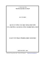 Quản lý công tác học sinh, sinh viên của trường cao đẳng công nghiệp hóa chất