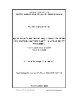Quản trị rủi ro trong hoạt động tín dụng của Ngân hàng Thương mại Cổ phần Đầu tư và Phát triển Vĩnh Phúc