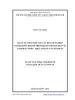 Quản lý thuế đối với các doanh nghiệp ngoài quốc doanh trên địa bàn huyện Quế Võ, tỉnh Bắc Ninh. Thực trạng và giải pháp
