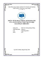 PHÂN TÍCH HOẠT ĐỘNG KINH DOANH  CỦA NGÂN HÀNG TMCP QUÂN ĐỘI  GIAI ĐOẠN 2008 - 2013