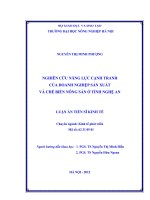 Nghiên cứu năng lực cạnh tranh của doanh nghiệp sản xuất và chế biến nông sản ở tỉnh nghệ an