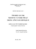 Tìm hiểu giá trị nội dung và nghệ thuật trong Lĩnh nam chích quái : khóa luận tốt nghiệp ngữ văn