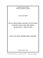 Quản lý hoạt động giáo dục kỹ năng sống ở trường trung học phổ thông Huyện Đại Từ, Thái Nguyên