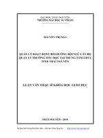 Quản lý hoạt động bồi dưỡng đội ngũ cán bộ quản lý trường tiểu học tại Trung tâm giáo dục thường xuyên tỉnh Thái Nguyên