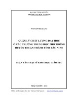 Quản lý chất lượng dạy học ở các trường trung học phổ thông huyện Thuận Thành, tỉnh Bắc Ninh