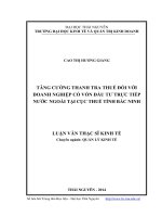 Tăng cường thanh tra thuế đối với doanh có vốn đầu tư trực tiếp nước ngoài tại Cục thuế tỉnh Bắc Ninh