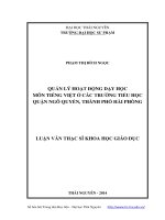 Quản lý hoạt động dạy học môn Tiếng Việt ở các trường tiểu học quận Ngô Quyền, Thành phố Hải Phòng