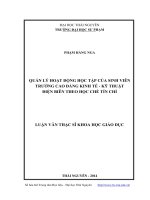 Quản lý hoạt động học tập của sinh viên trường cao đẳng kinh tế kỹ thuật điện biên theo học chế tín chỉ