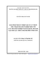 Giải pháp hoàn thiện quản lý thuế thu nhập doanh nghiệp đối với các doanh nghiệp ngoài quốc doanh tại Chi cục thuế thành phố Vĩnh Yên