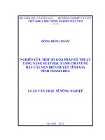 Nghiên cứu một số giải pháp kỹ thuật tăng năng suất đậu xanh cho vùng đất cát ven biển huyện tĩnh gia tỉnh thanh hoá
