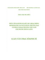 phân tích, đánh giá kết quả hoạt động kinh doanh tại ngân hàng thương mại cổ phần ngoại thương việt nam – chi nhánh thăng long