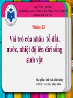 vai trò của nhân tố đất nước nhiệt độ lên sinh vật