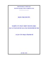 Nghiên cứu phát triển thương hiệu rau an toàn huyện gia lâm, thành phố hà nội
