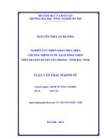 Nghiên cứu triển khai thực hiện chương trình nước sạch nông thôn trên địa bàn huyện yên phong, tỉnh bắc ninh