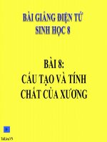 bài giảng sinh học 8 bài 8 cấu tạo và tính chất của xương