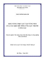 khả năng chịu lực tại vùng neo của cấu kiện bê tông ứng lực trước căng sau