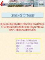 giải pháp hoàn thiện công tác kế toán bán hàng và xác định kết quả kinh doanh tại công ty tnhh xây dựng và thương mại phương đông