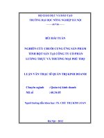 Nghiên cứu chuỗi cung ứng sản phẩm tinh bột sắn tại công ty cổ phần lương thực và thương mại phú thọ