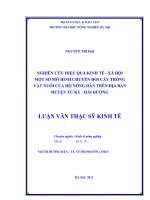 Nghiên cứu hiệu quả kinh tế xã hội một số mô hình chuyển đổi cây trồng vật nuôi của hộ nông dân trên địa bàn huyện tứ kỳ, hải dương