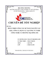 hoàn thiện công tác kế toán nguyên vật liệu, công cụ dụng cụ tại công ty tnhh công nghệ và thương mại sông mã