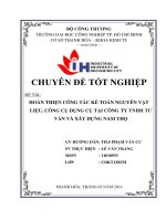 hoàn thiện công tác kế toán nguyên vật liệu, công cụ dụng cụ tại công ty tnhh tư vấn và xây dựng nam thọ