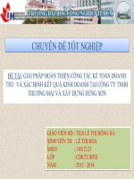 giải pháp hoàn thiện công tác kế toán doanh thu  và xác định kết quả kinh doanh tại công ty tnhh thương mại và xây dựng hùng sơn