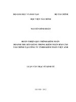 hoàn thiện quy trình kiểm toán doanh thu bán hàng trong kiểm toán báo cáo tài chính tại công ty tnhh kiểm toán việt anh