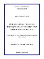 tính toán công trình chịu tải trọng gió có tiết diện tròn thay đổi theo chiều cao