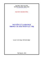 Nguyên lý Lagrange trong các bài toán cực trị