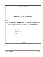 nâng cao hiệu quả huy động vốn tại ngân hàng nông nghiệp và phát triển nông thôn khu vực i - tỉnh thái bình