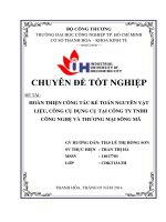 hoàn thiện công tác kế toán nguyên vật liệu, công cụ dụng cụ tại công ty tnhh công nghệ và thương mại sông mã