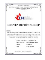 hoàn thiện công tác kế toán tiền lương và các khoàn trích theo lương tại công ty cổ phần dệt may xuất khẩu trường thắng