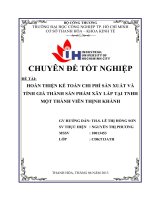 hoàn thiện kế toán chi phí sản xuất và tính giá thành sản phẩm xây lắp tại tnhh một thành viên thịnh khánh