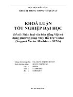 phân loại văn bản tiếng việt sử dụng phương pháp máy hỗ trợ vector (support vector machine – svms)