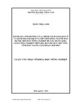 Đánh giá ảnh hưởng của chính sách giao đất ở và kinh doanh dịch vụ đến đời sống người dân bị thu hồi đất nông nghiệp để xây dựng khu, cụm công nghiệp trên địa bàn huyện Việt Yên, tỉnh Bắc Giang giai đoạn 2010 đến 2013