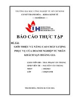 giới thiệu và nâng cao chất lượng phục vụ của doanh nghiệp tư nhân khách sạn hoàng gia