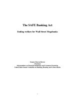 the safe banking act ending welfare for wall street megabanks